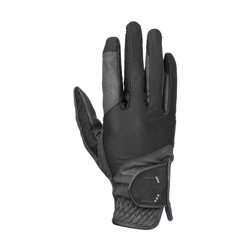 Coldstream Blakelaw Diamante Riding Gloves Adults - Black/Silver-1